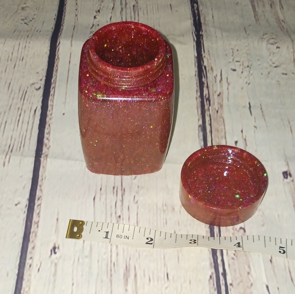 Acrylic handmade Jar! Burnt Autumn Orange &Sprkly Glitter Color! - Picture 2 of 4